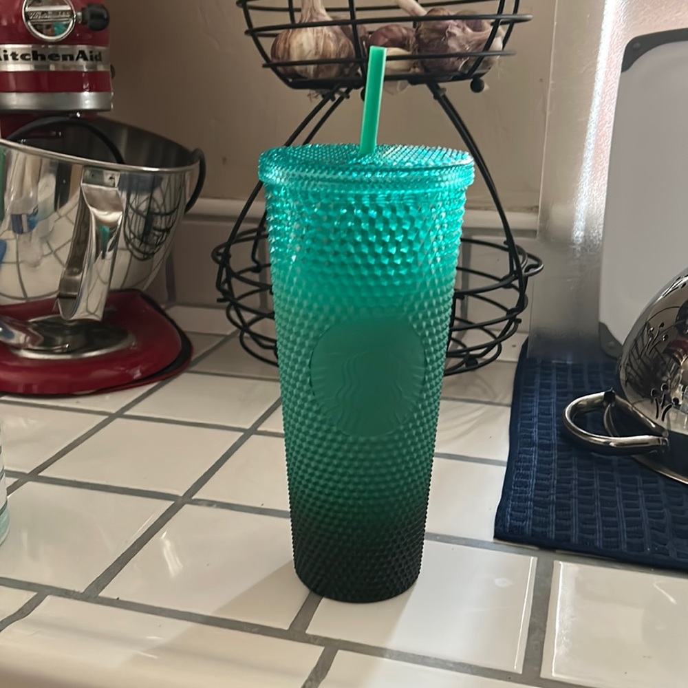 Starbucks, 2022, mint green waxberry ombre, 24 ounce studded tumbler